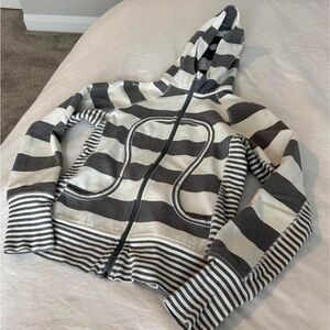 Grey & White Striped Lululemon Scuba Hoodie